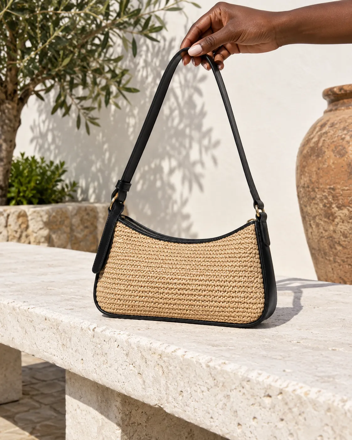Woven shoulder crossbody bag